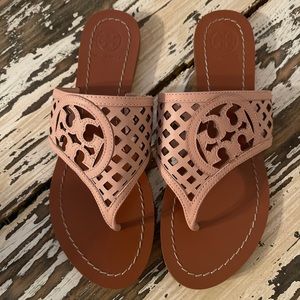 tory burch thatched perforated logo sandals